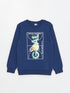 LC Waikiki Crew Neck Printed Reversible Sequined Long Sleeve Boy T-Shirt